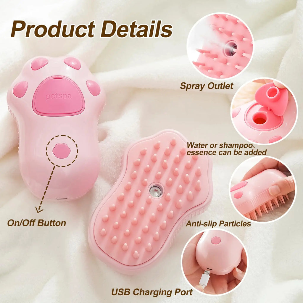 WhiskerMist 3-in-1 Steam Grooming Brush by Doreza