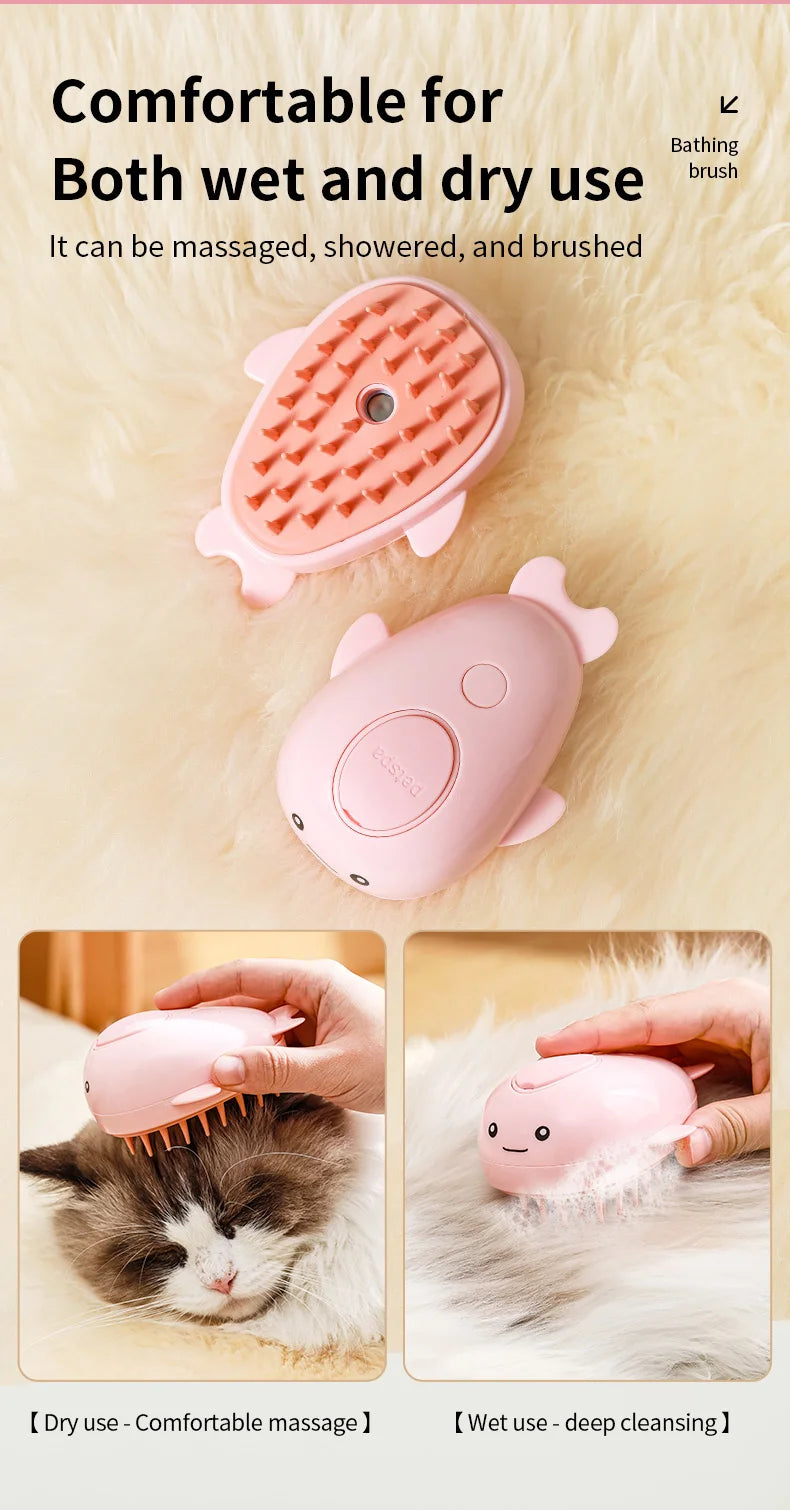 WhiskerMist 3-in-1 Steam Grooming Brush by Doreza