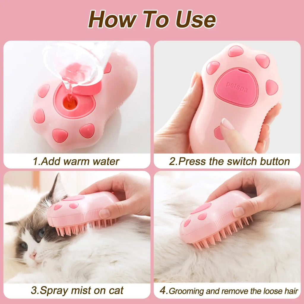 WhiskerMist 3-in-1 Steam Grooming Brush by Doreza